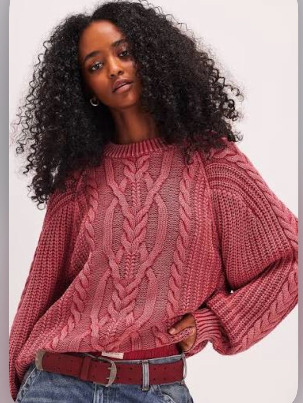 Free People Frankie Cable Sweater Small